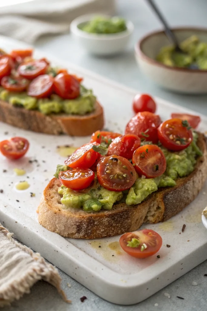 Avocado Bruschetta with Cherry Tomatoes 1
