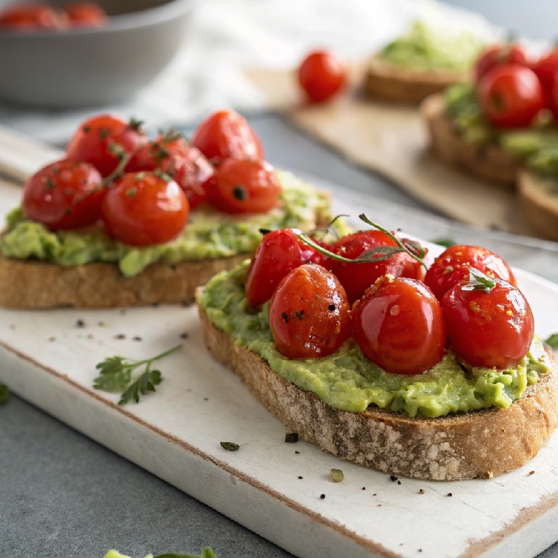 Avocado Toast Bites with Cherry Tomatoes