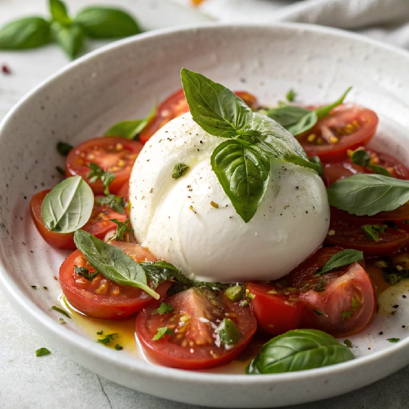Burrata Caprese Salad with Fresh Basil 2