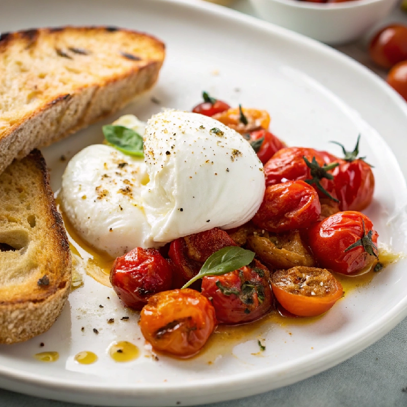 Burrata with Roasted Cherry Tomatoes Crostini 1