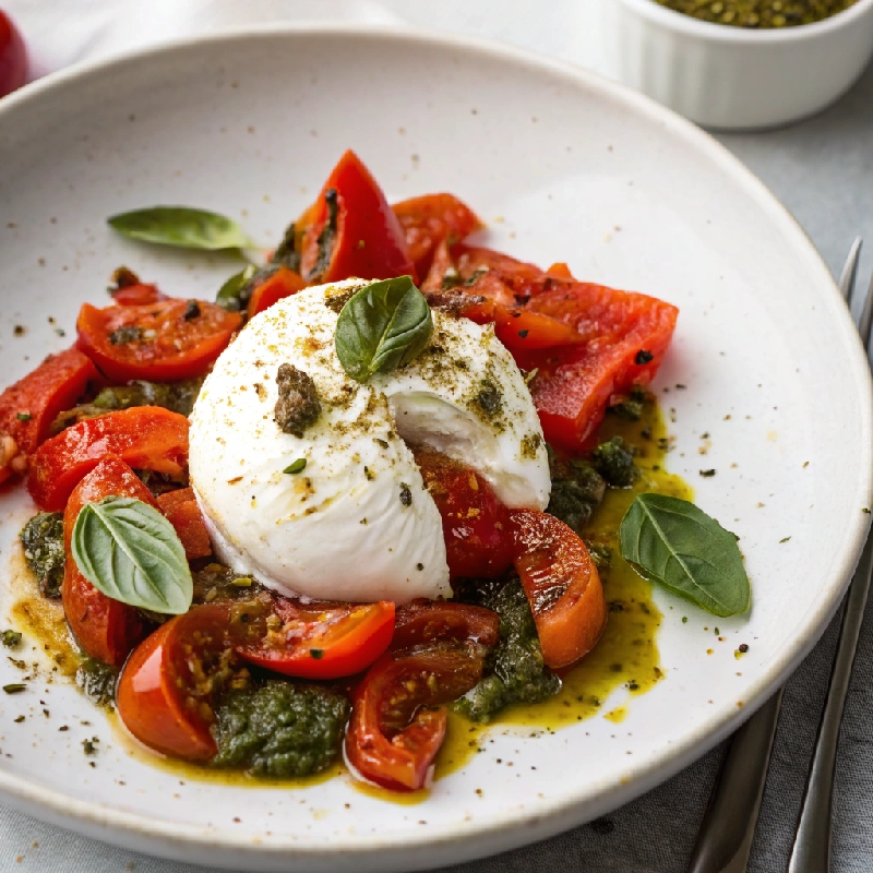 Burrata with Roasted Red Peppers Pesto 2