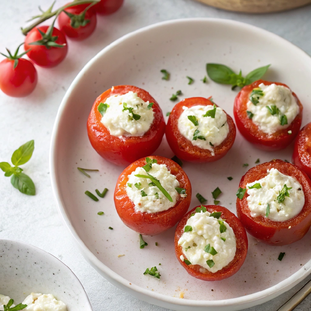Cherry Tomatoes Stuffed with Goat Cheese 1