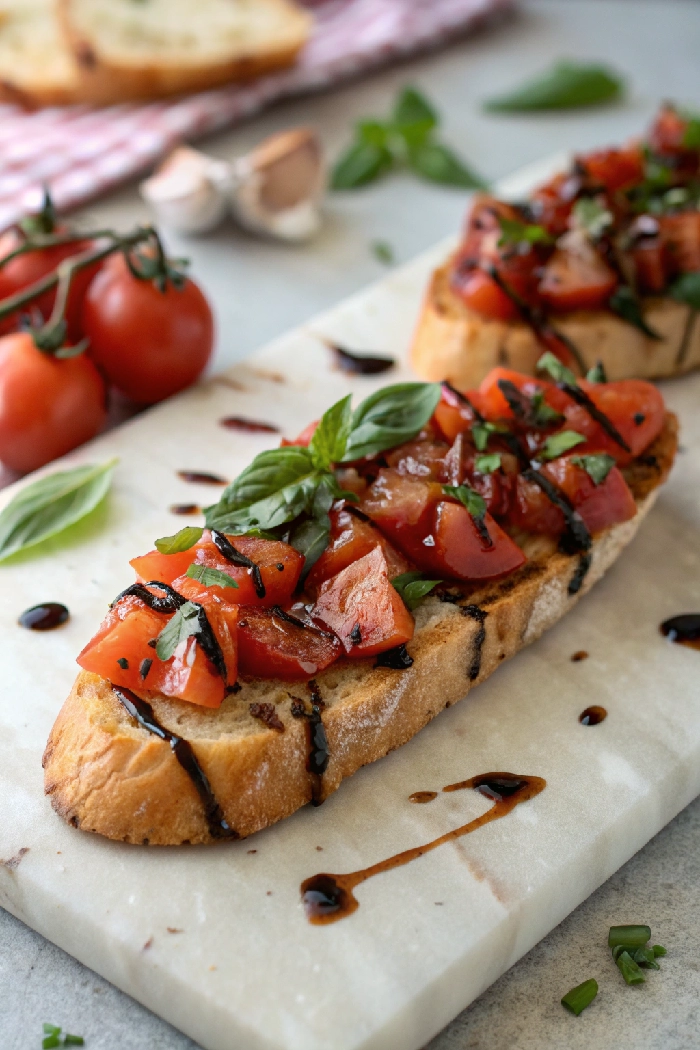 Classic Tomato Basil Bruschetta with Balsamic Glaze