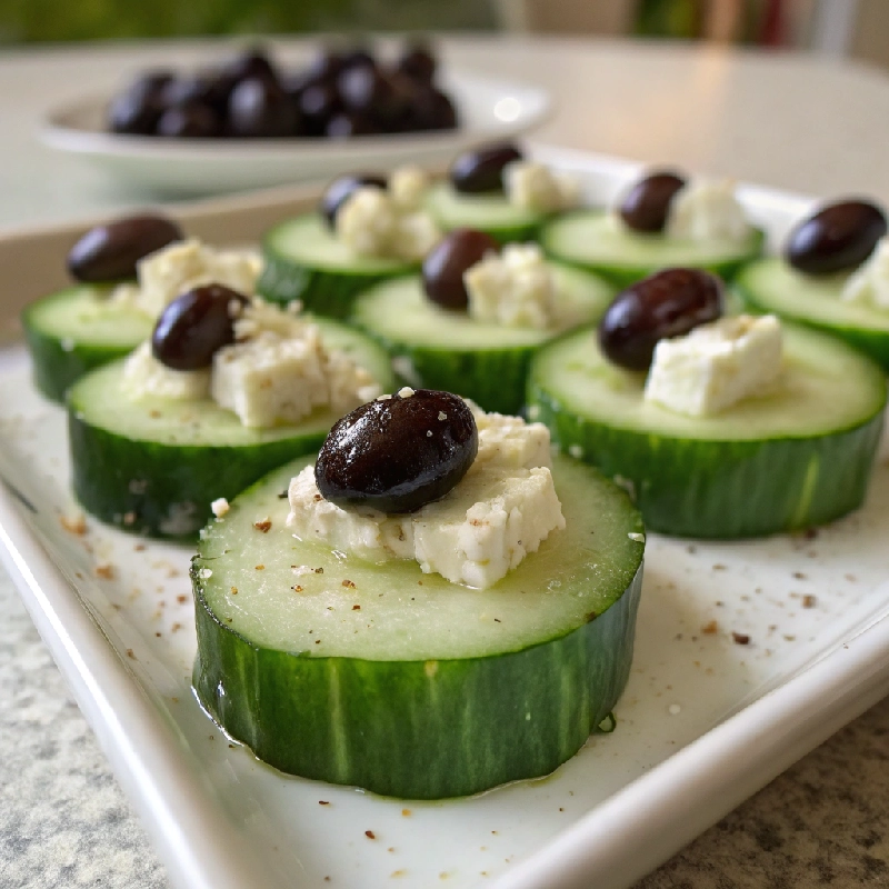 Greek Cucumber Bites with Feta Olives 1