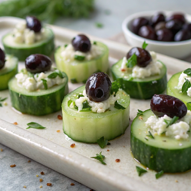 Greek Cucumber Bites with Feta & Olives
