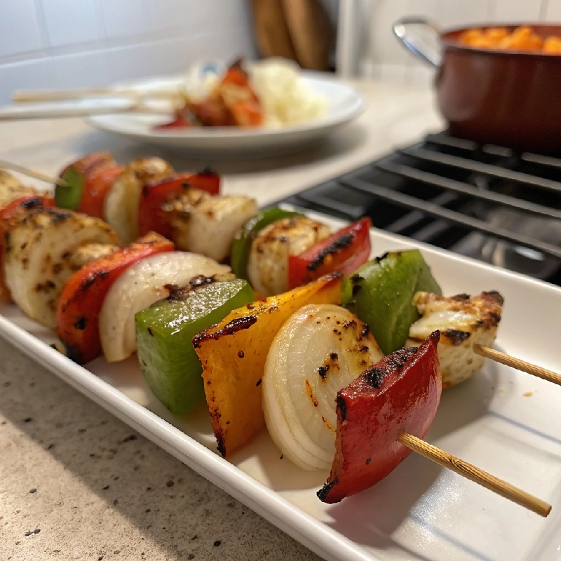 Grilled Bell Pepper Onion Skewers 1