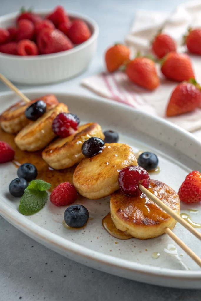 Mini Pancake Skewers with Fresh Berries 2