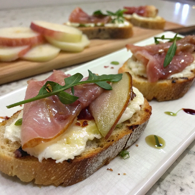 Pear Prosciutto Ricotta Crostini 2