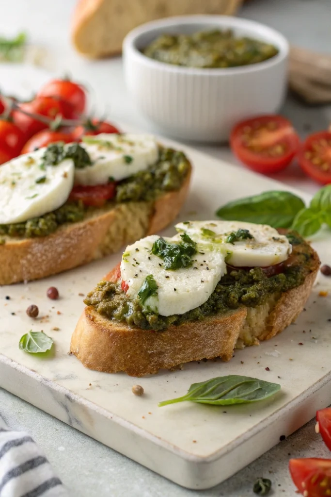 Pesto Bruschetta with Fresh Mozzarella 2
