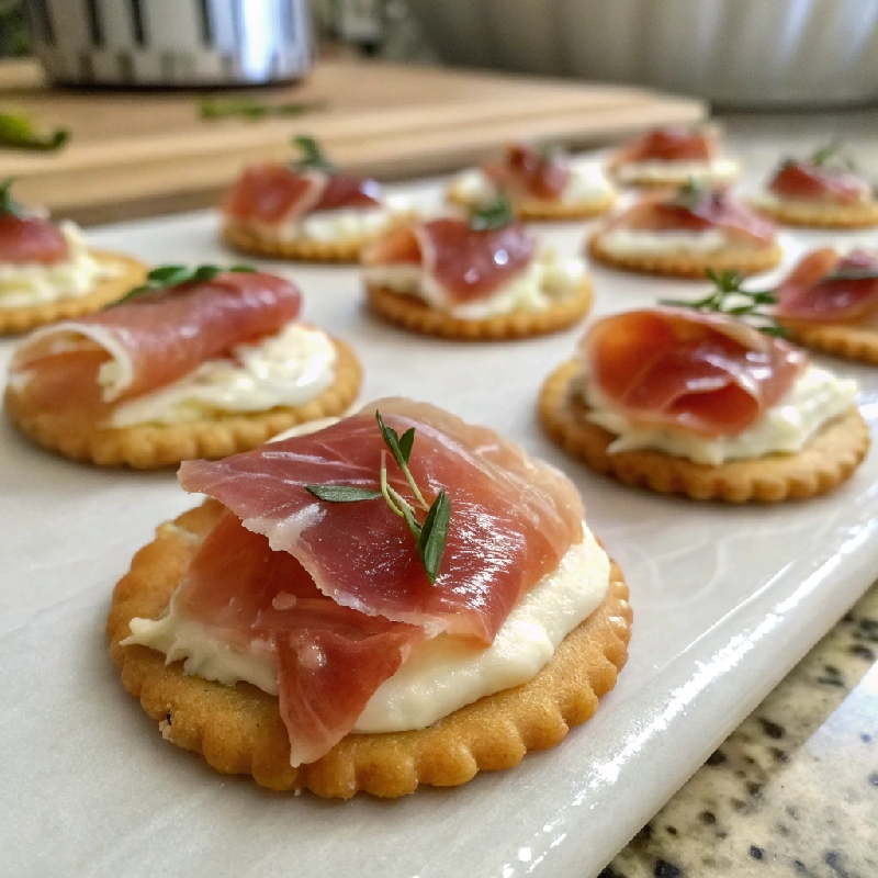 Prosciutto Cream Cheese Cracker Bites 1