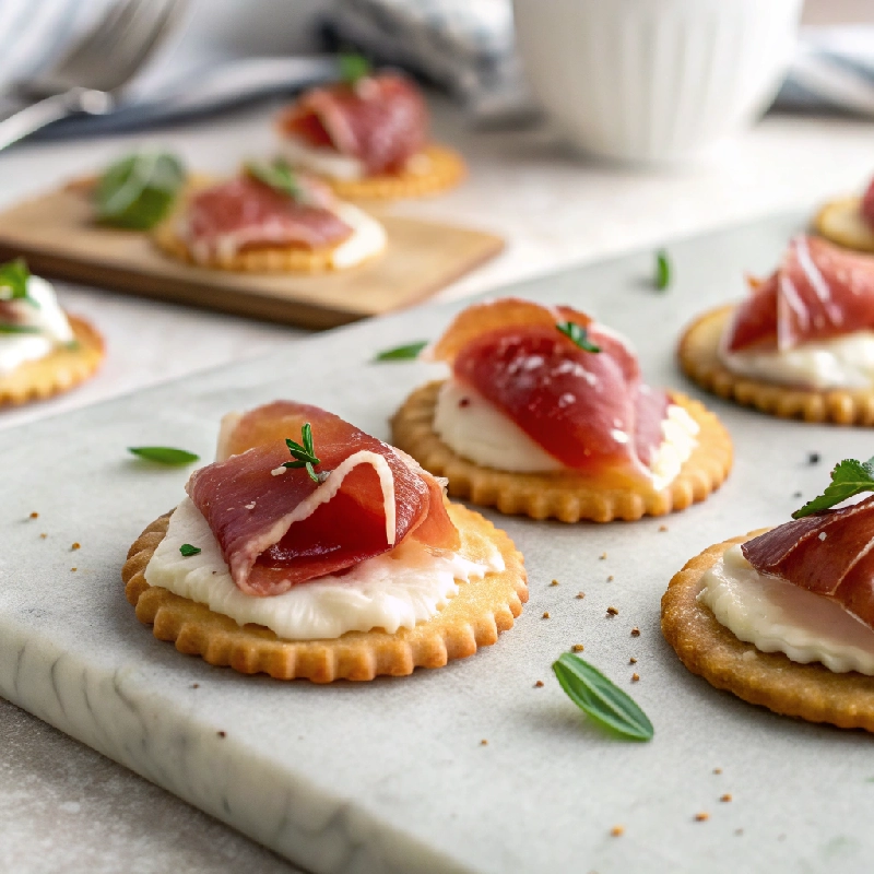 Prosciutto Cream Cheese Cracker Bites
