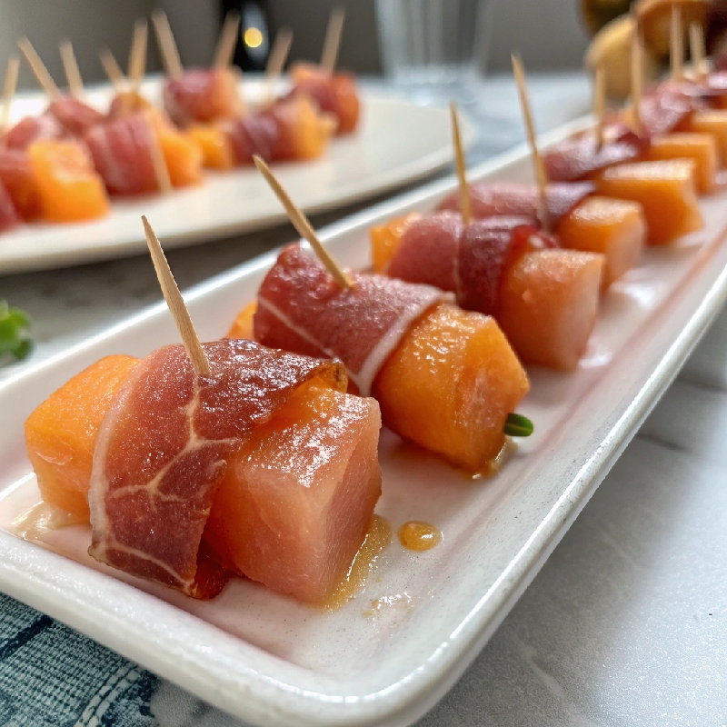 Prosciutto Wrapped Cantaloupe Bites 1
