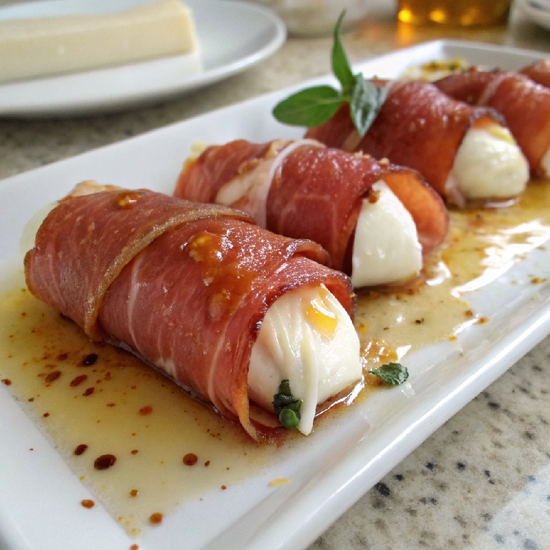 Prosciutto Wrapped Mozzarella with Honey 1