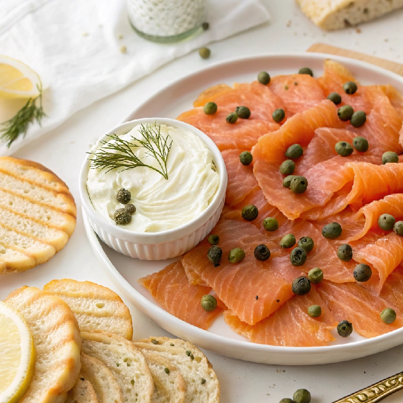 Smoked Salmon Platter with Cream Cheese Capers 1