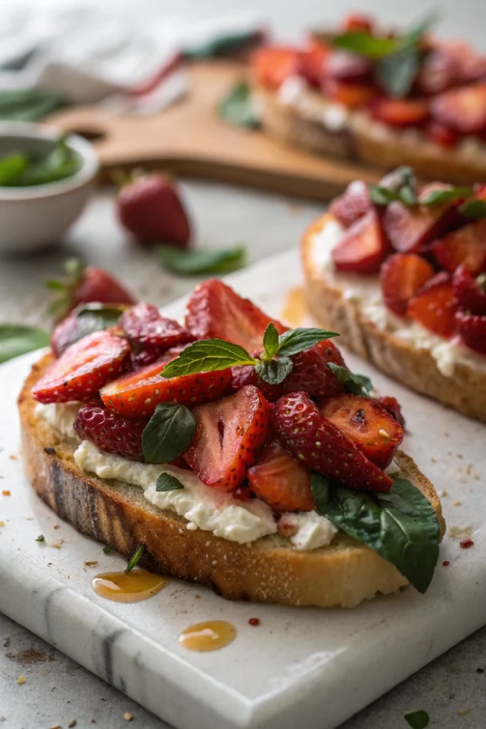 Strawberry Basil Bruschetta with Cream Cheese 1