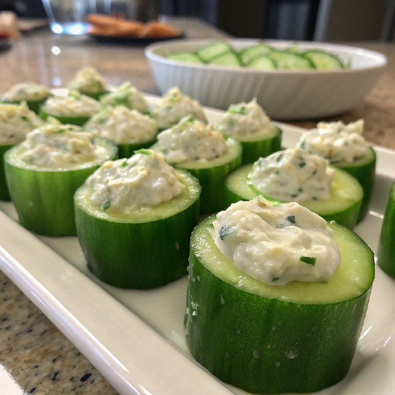 Stuffed Cucumber Cups with Herbed Cream Cheese 1