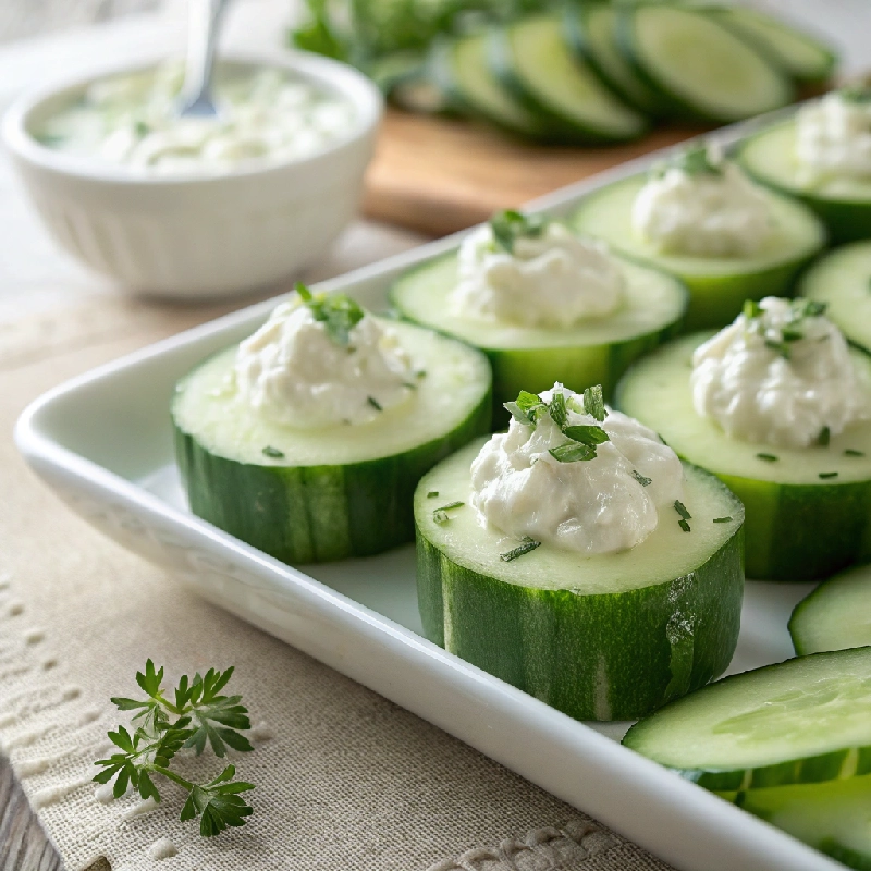 Stuffed Cucumber Cups with Herbed Cream Cheese 2