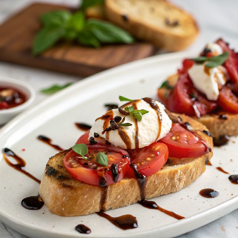 Tomato Burrata Bruschetta with Balsamic Glaze 1