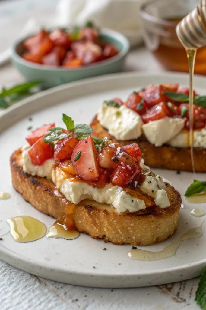 Whipped Ricotta Bruschetta with Honey 1