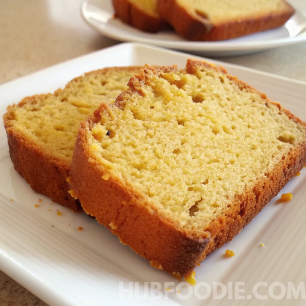 Squash Bread Recipe 29 Close-up of moist acorn squash bread slices served on a white plate.
