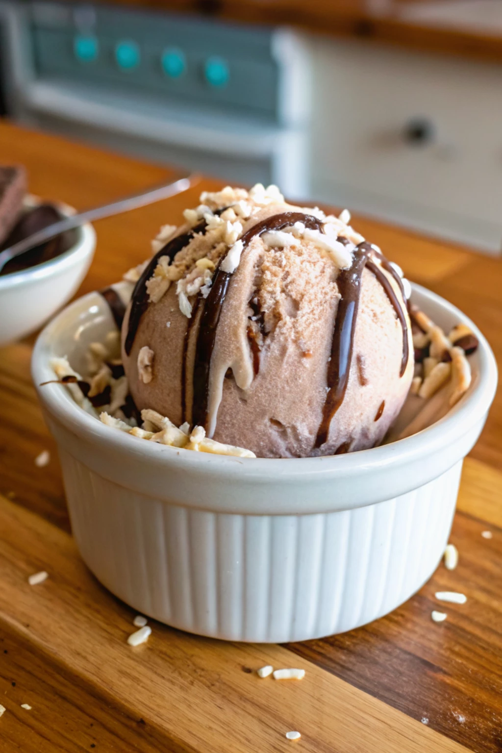 Chocolate Coconut Ice Cream Vegan 12 Chocolate coconut ice cream vegan scoop with toppings