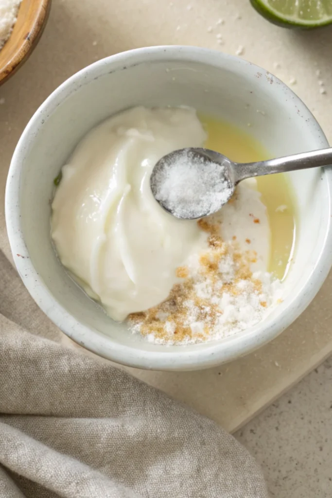 Watermelon Fries with Coconut Lime Dip 15 Preparing coconut lime dip for watermelon fries
