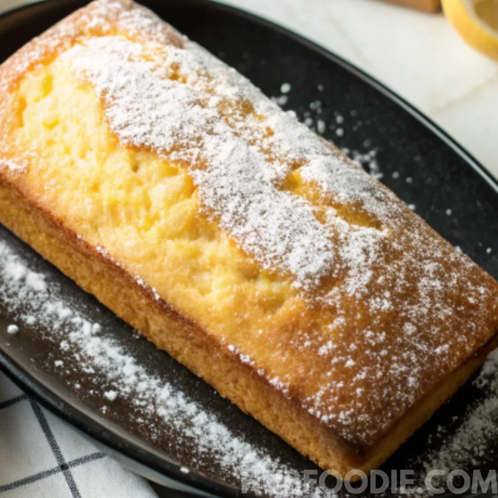 lemon squash bread recipe 30 Squash bread loaf dusted with powdered sugar on black plate.