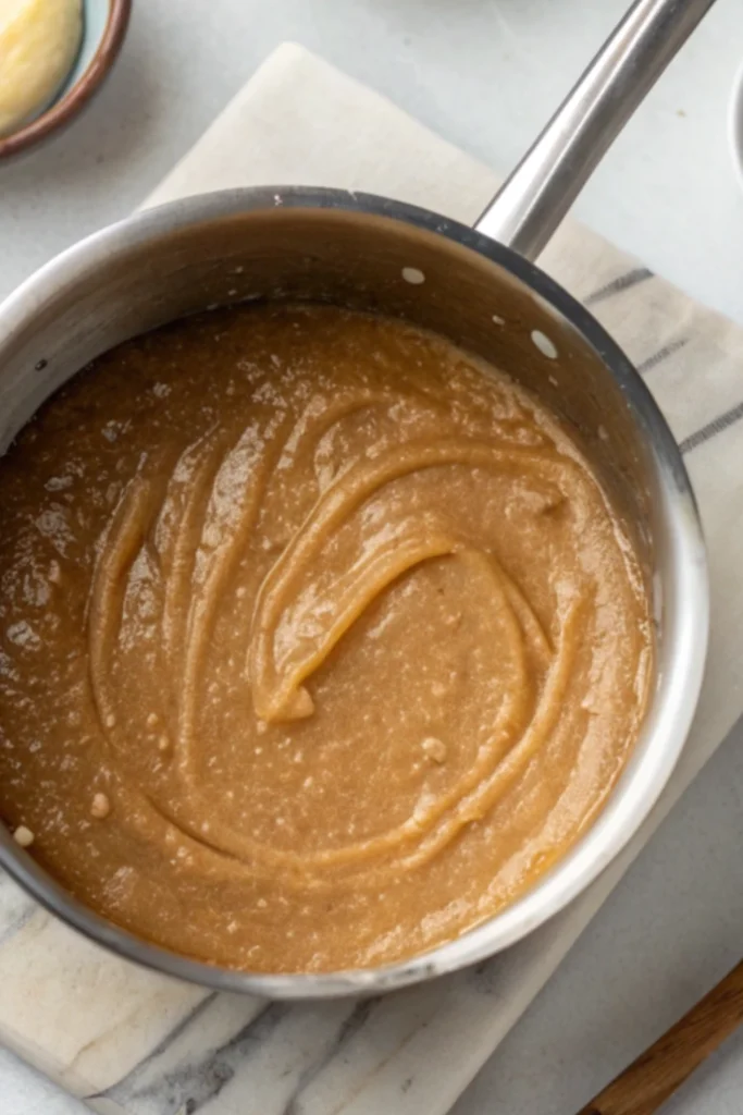 Fruit Granola Bars Recipe 18 Wet mixture in saucepan for fruit granola bars recipe