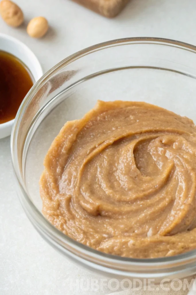 Homemade Gluten Free Granola Bars 16 gluten free granola bar wet mixture in glass bowl with vanilla on side