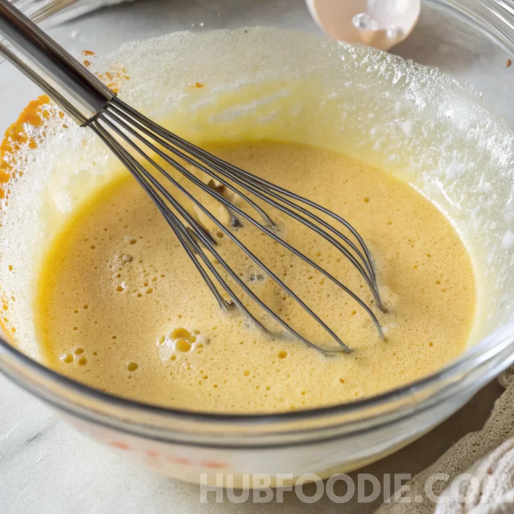 Squash Bread Recipe 20 Whisk mixing wet ingredients in a glass bowl for squash bread batter.