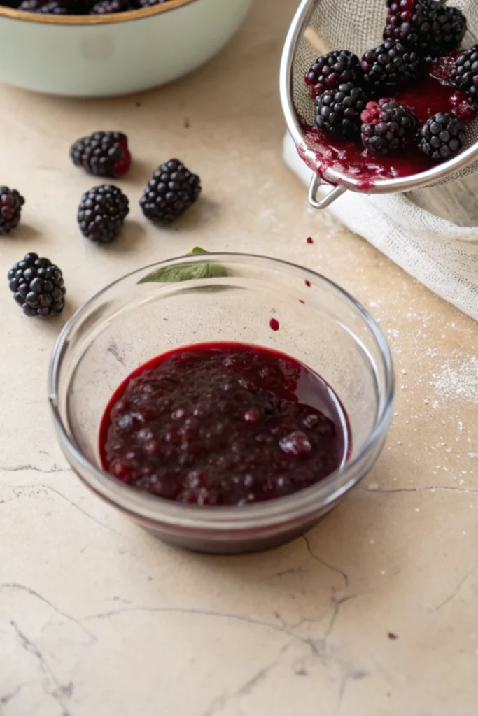 Vegan Blackberry Ice Cream 12 Mashed blackberries in a bowl for Vegan Blackberry Ice Cream