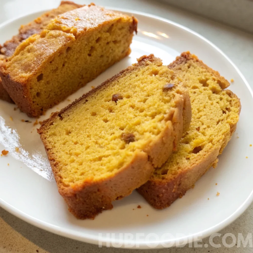 Squash Bread Recipe 24 Slices of moist squash bread served on a white plate.