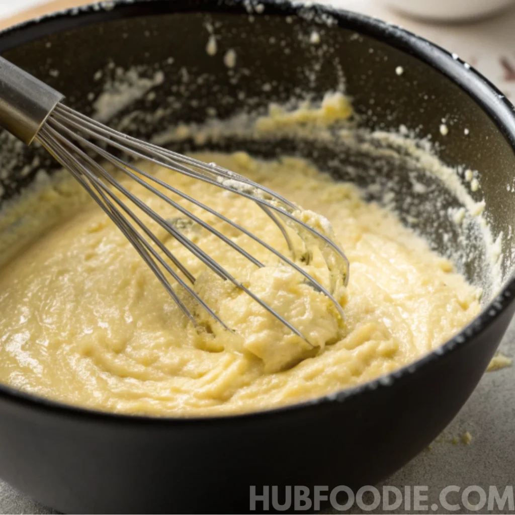 lemon squash bread recipe 27 Whisk in bowl showing fully combined squash bread batter.