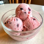Vegan Berry Ice Cream 28 Vegan Berry Ice Cream scoops in a glass bowl