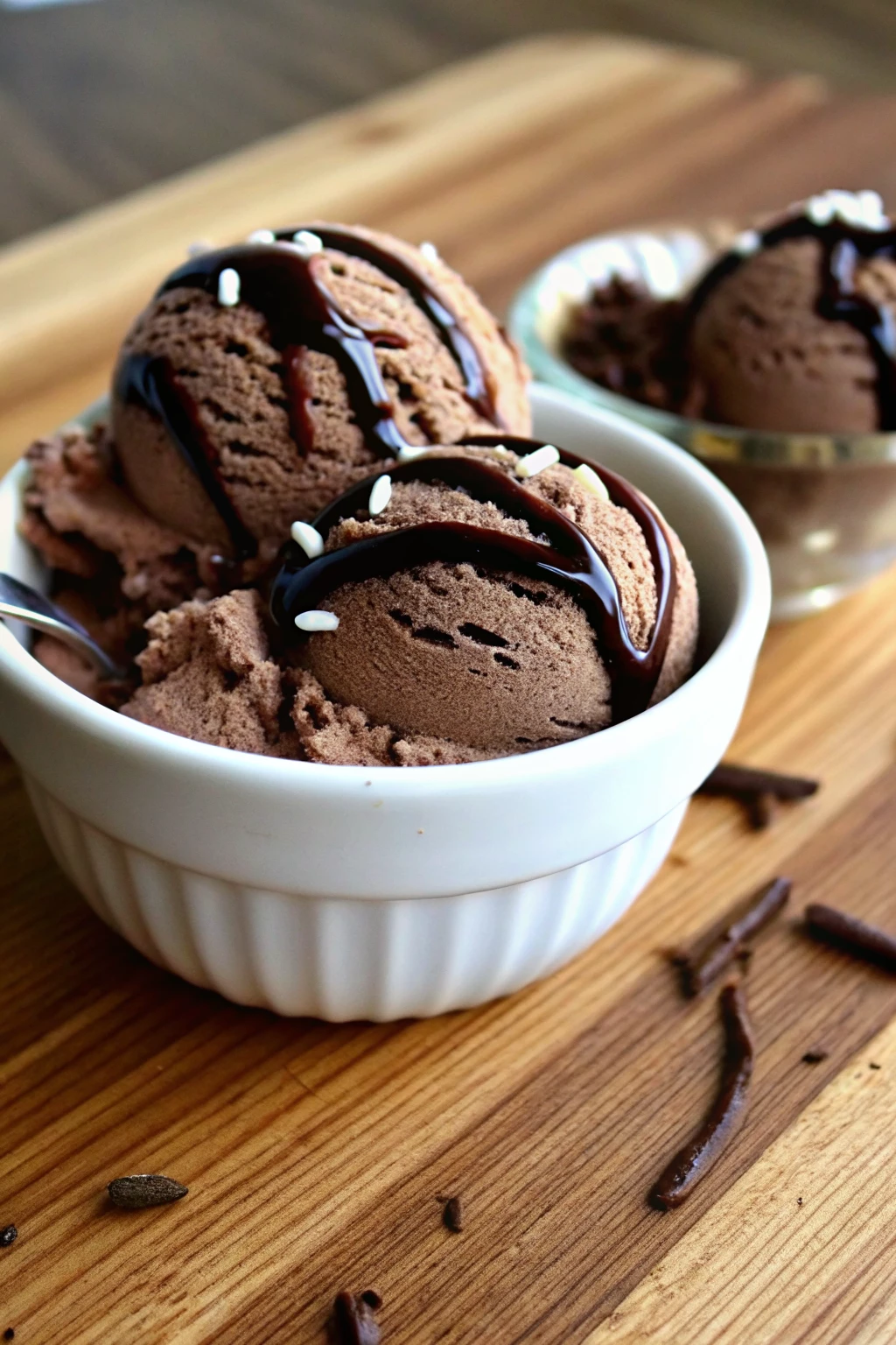 Vegan Chocolate Ice Cream No Coconut 11 vegan chocolate ice cream no coconut drizzled with chocolate sauce
