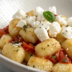 Gnocchi Feta Recipe 24 nocchi feta dish with golden gnocchi, tomato sauce, feta cubes, and basil.