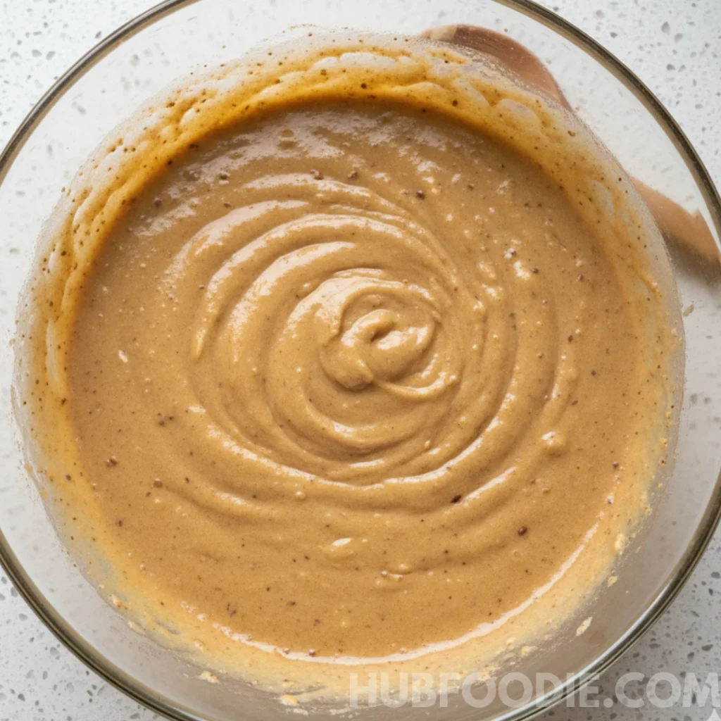 Yellow squash bread batter after wet ingredients are poured into dry mix.